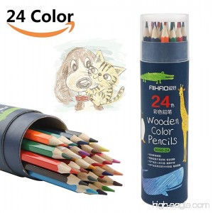 Colored Pencils Safe Bright Color Watercolor Pencil 24 Count Easy Coloring Sturdy Not Easy Breaking Great for Sketch Art Coloring Books with Cylinder Package (24 colors) - B078N7T593