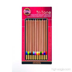 Koh-I-Noor Tri-Tone Multi-Colored Pencil Set 12 Assorted Colors in Tin and Blister-Carded (FA33TIN12BC) - B008PWOOXO