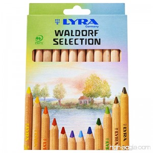 LYRA Waldorf Selection Giant Triangular Colored Pencils Unlacquered 6.25 Millimeter Cores Assorted Colors 12 Count (3711121) - B004CRAKES