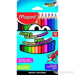 Maped Color'Peps Triangular Jumbo Colored Pencils Assorted Colors Pack of 12 (834049ZV) - B01EFKQD5G