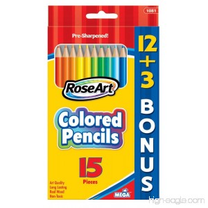 RoseArt Colored Pencils 15-Count Assorted Colors Packaging May Vary (1081-144) - B003O85IFC
