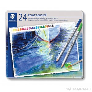 Staedtler Karat Aquarell Premium Watercolor Pencils Set of 24 Colors (125M24) - B0014R2M2C