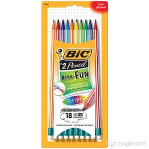 BIC Xtra-Fun Stripes Graphite Pencil 2 HB 18-Count - B01HF3LY04
