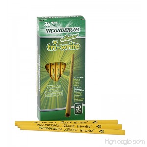 Dixon Ticonderoga Laddie Tri-Write Triangular Shaped Intermediate #2 Pencils Without Erasers Box of 36 Yellow (13044) - B003U6QDES