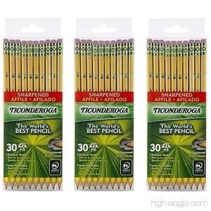Dixon Ticonderoga Wood-Cased 2HB Pencils Pre-Sharpened Box of 30 Yellow (13830) (3-Pack) - B01CRA3X0Y