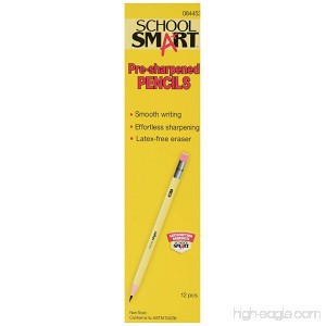 School Smart Pre Sharpened Hexagonal Number 2 Pencils with Latex Free Erasers Pack of 12 Yellow - B003U6SIVE