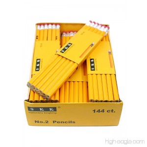 SKKSTATIONERY Pencils #2 HB 144/box Yellow Wood Pencil Great Office Supplies For Writing Drawing & Sketching - B075KLD415