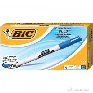 BIC Great Erase Bold Dry Erase Marker Fine Point Blue 12-Count - B002K9MGQU