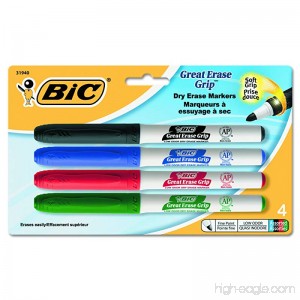 BIC Great Erase Low Odor Dry Erase Markers Fine Point Assorted 4 Dry Erase Markers (GDEP41) - B001TQ9XIE