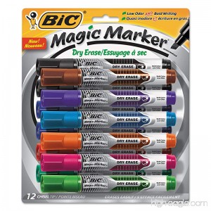 BIC Magic Marker Brand Dry Erase Marker Tank Style Chisel Tip Assorted Colors 12-Count - B00R3GRAYS