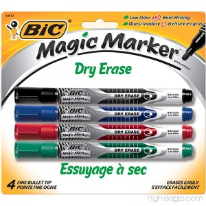BIC Magic Marker Dry-Erase Markers Pocket Style Bullet Point Assorted 4-Pack - B00K77C8FG