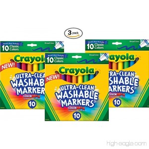 Crayola Ultraclean Broadline Classic Washable Markers (10 Count) (Pack of 3) - B014I1VZVY