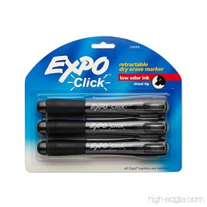 EXPO Click Low-Odor Dry Erase Retractable Markers Chisel Tip Black 3-Count - B001JZ8AUW