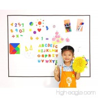 Frameless Wall Dry Erase Magnetic Whiteboard Sheets for Kids Easel Drawing and Learning  with Washable Crayons and Magnetic Letters Blocks Numbers and Tangram - B076J7G7WG