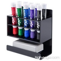 MyGift Wall-Mounted 2-Tier Black Acrylic 10-Slot Dry Erase Whiteboard Marker and Eraser Holder Stand - B01MT1UJJN