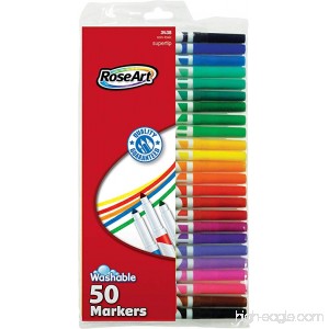 RoseArt SuperTip Washable Markers 50-Count Assorted Colors Packaging May Vary (DFB70) - B000NJL56Q