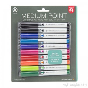 U Brands Low Odor Dry Erase Markers Medium Point Assorted Colors 10-Count - B071GWCTFQ
