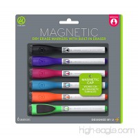 U Brands Low Odor Magnetic Dry Erase Markers With Erasers  Medium Point  Assorted Colors  6-Count - B00PRYQJ72