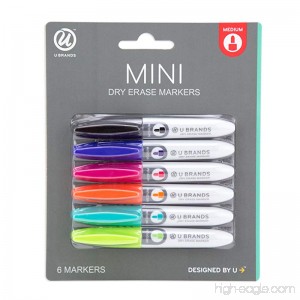 U Brands Low Odor Mini Dry Erase Markers Medium Point Assorted Colors 6-Count - B01601C848