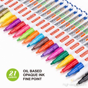 ZEYAR Paint Pens Expert of Rock Painting Oil-Based Fine Point 21 Colors Water and Fade Resistant Odorless Xylene Free Metal Penholder Professional Paint Marker Manufacturer - B075BNVGXR