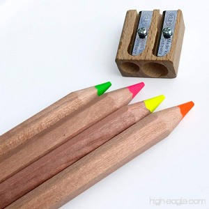 Jumbo Highlighter Pencils Set of 4 Neon Colors - Includes Wooden Sharpener - B01F7TVL8S