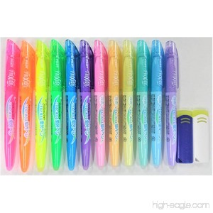 Pilot Frixion Highlighters 12 Colors & New FriXion Erasers 2 Colors Set with Original Vinyl Pen Case - B071WHSF3D