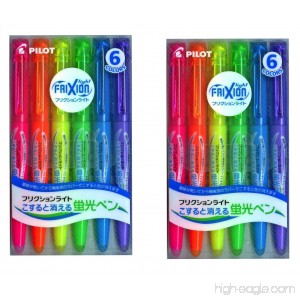 Pilot Frixion Light Fluorescent Ink Erasable Highlighter Pen (Pink / Orange / Yellow / Green / Blue / Violet) (Japan Import) 2 Pics - B00NW4LDW0