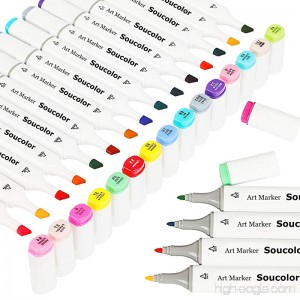 Soucolor Sketch Art Markers 48 Colors Artist Manga Dual Tip Markers Pens Highlighters with Marker Case for Coloring Drawing Painting Design Illustration - B075GKBYSN