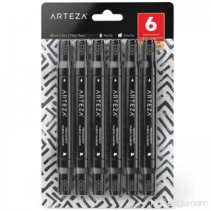 Arteza Fabric Markers Black Color Permanent Dual-Tip Fabric Pens (Set of 6) - B079QCZC3H