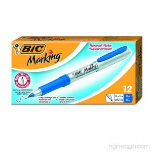 BIC Marking Permanent Markers Ultra Fine Point Blue 12-Count - B0000AQOCJ