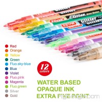 Glitter Markers by ZEYAR  Water based  Extra Fine Point  Nylon Tip  Set of 12  Multiple Colors  Odorless  Acid Free  Non-Toxic and Safe  Environmental friendly Professional Paint Marker Manufacturer - B079DDDRKF