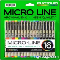 Micro-Line Ultra Fine Point Ink Pens - (SET OF 16) - Archival Ink - Assorted Colors in 0.3 MM Felt Tip - 5 Blacks in Tip Sizes 0.25MM to 0.5MM - Competes with Micron Fine Point Permanent Markers - B01FWIE032