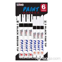 U.S. Art Supply Set of 6 Black Oil Based Paint Pen Markers  3 Medium and 3 Fine Point Tips - Permanent Ink that Works on Glass  Wood  Metal  Rubber  Rocks  Stone  Arts  Crafts & Tools - B01NBNMJ8P