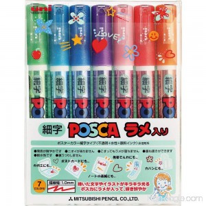 Uni-ball Posca Color Metallic Marking Pen - 1.0 mm - Set of 7 - B002CKHE00