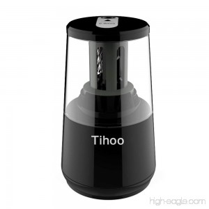 Tihoo Electric Pencil Sharpener with Safety Device Fast Sharpen and Auto Stop for Regular and Colored Pencils USB or AC or AA Battery Operated for Office School Home (Black) - B075Q86NS5