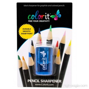 Travel Pencil Sharpener by ColorIt - Pocket-sized and Stores Pencil Shavings. Designed to Sharpen Standard Graphite and Colored Pencils - B01KEU4EMU
