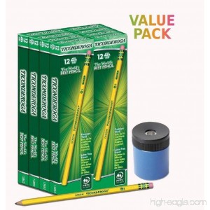 **VALUE PACK** Dixon Ticonderoga Wood-cased #2 Hb Pencils Box of 96 Yellow (13882) + Manual Pencil Sharpener - B00XWKIBZ6