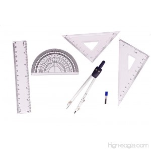 CDOFFICE Student Drawing Compass and Ruler Set Geometry Math Tools(Total 5 Pieces) - B07CKVX7N5