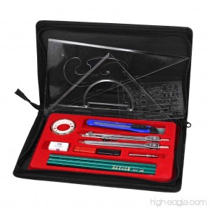 Clobeau Hight Quality Study 16-piece Compass and Geometry Kit Drawing Drafting Tools Set for Students with A Zipper Bag - B01J19NB4M
