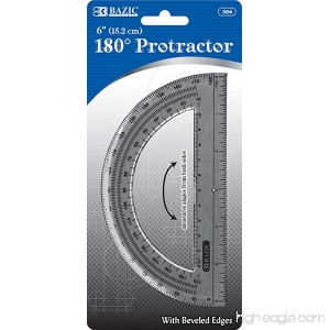 BAZIC Semicircular 6 Protractor for School Home or Office Supplies - B0019IO3VY