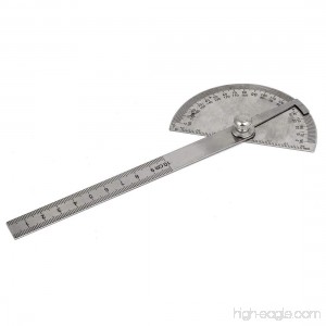 DealMux 195mm Length Round Head 180 Degree Rotary Protractor Angle Ruler Silver Tone - B072SHB85G