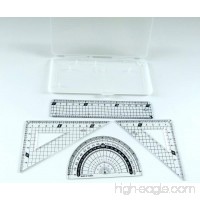 PartyErasers 4 in 1 Protractor and ruler Set - White Transparent Case - B01IFYN0U4