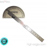SKEMiDEX--- Stainless Steel Rotary Protractor Angle Rule Gauge New Used to draw radial lines  setting bevels and transferring angles Made of polished stainless steel. Double graduation from 0-180 degr - B077XDKWQT