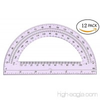 Tupalizy 6 inch Clear Plastic Math Protractors for Student Learning Angle Measurement  180 Degrees  12PCS - B072L6C87R