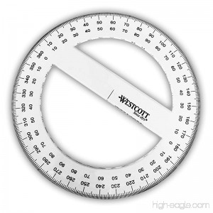 Westcott - Clear Plastic Full Circle 360 Degree Protractor - 15cm Diameter - B0743D1V41