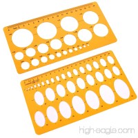 BCP Set of 2 Clear Orange Color Plastic Measuring Templates Circle Oval Geometric Rulers for Students - B072JGQ1RM