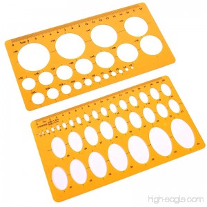 BCP Set of 2 Clear Orange Color Plastic Measuring Templates Circle Oval Geometric Rulers for Students - B072JGQ1RM
