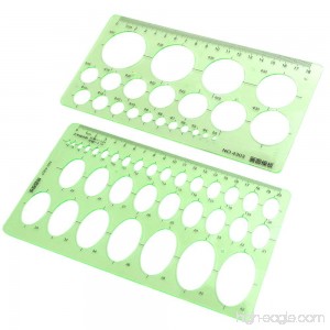 BronaGrand Pack of 2 Circle and Oval Template Measuring Templates Ruler for Office and School - B06Y2BTP14
