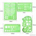 Frienda 4 Pieces Clear Green Plastic Measuring Templates Geometric Rulers Digital Drawing of Hollow Geometry Shapes for Office and School Building Formwork Drawings Templates - B07BGX5J9S