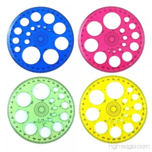 Honbay 4pcs Colorful 360 Degree Circular Plastic Protractor Ruler Template(Random 4 Colors) - B06XDQ2FFV